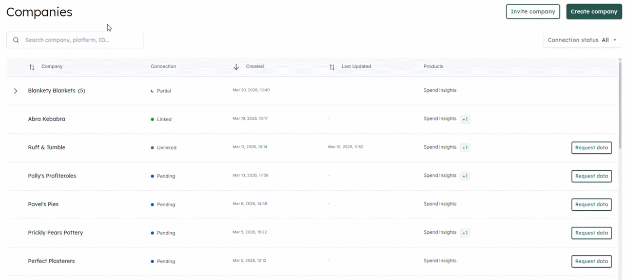 Always-visible search on the Companies page