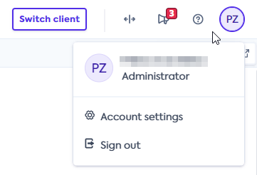 A screenshot of the dropdown menu that allows to navigate to account settings in the Codat Portal